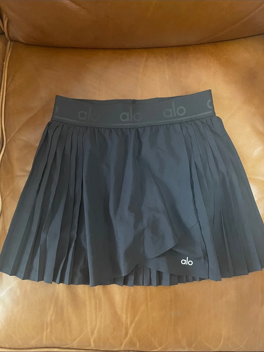 ALO Yoga Black Pleated Skater Skort